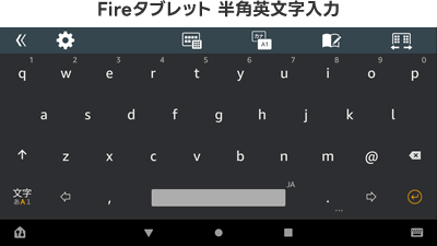 「半角英文字入力」の時のFireタブレットのキーボードの見た目